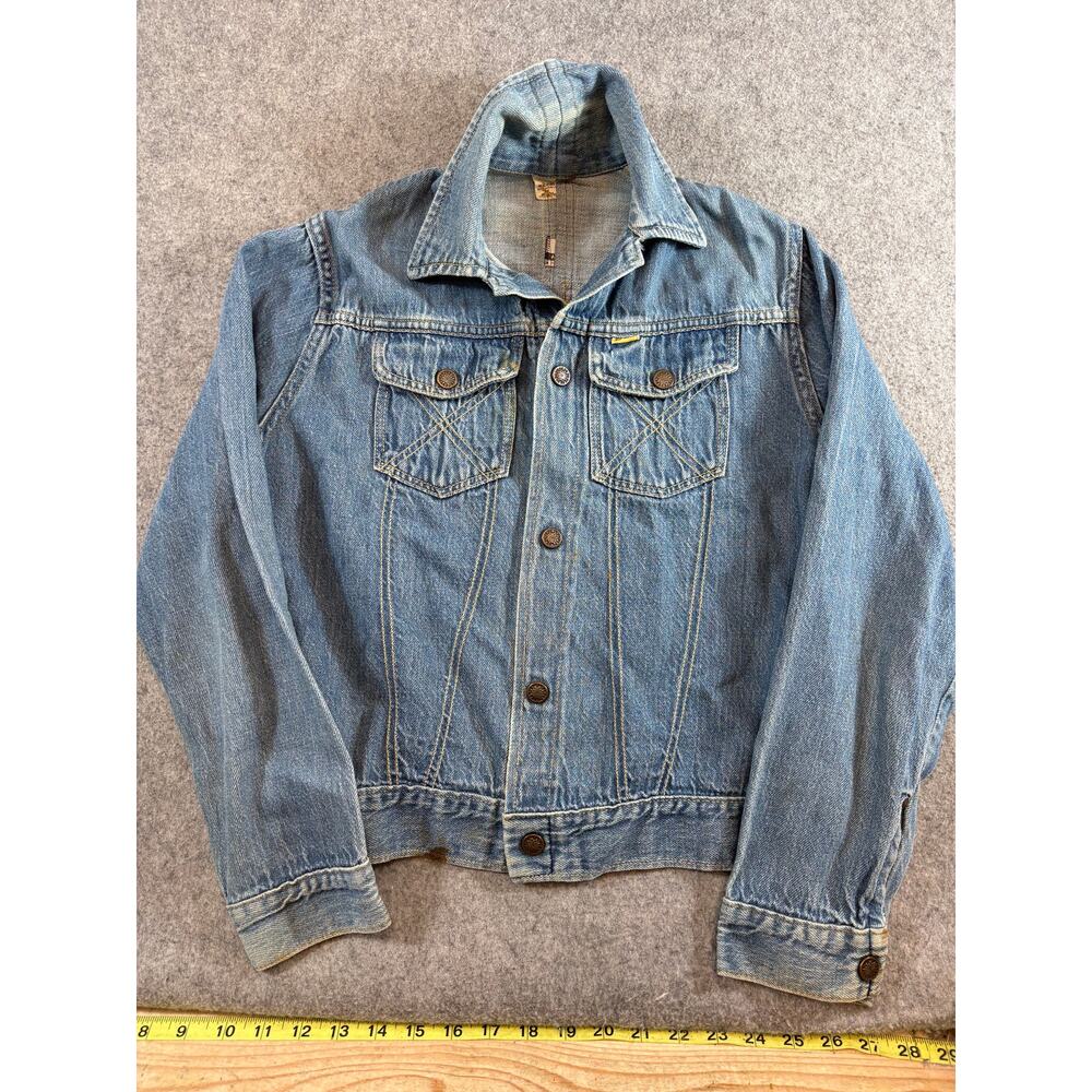VTG 70s Big Yank Denim Trucker Jacket Mens Medium Blue Lightweight Button Front